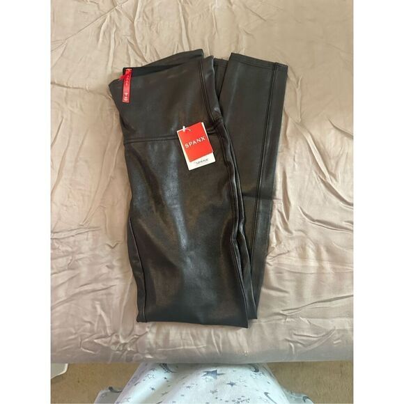 SPANX Womens Solid Pullon Leather Leggings Black Size Large - Picture 5 of 6
